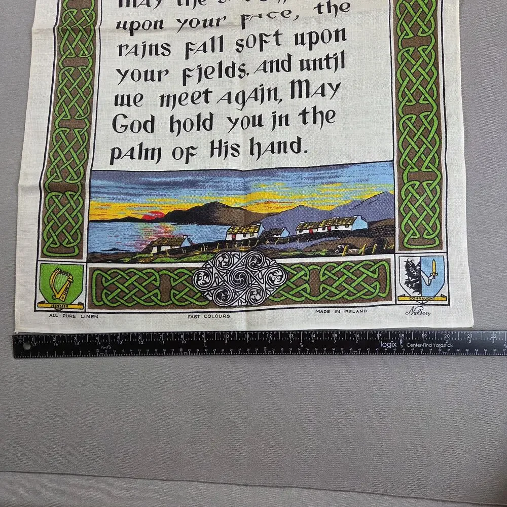 Vintage Nelson Irish Blessing Pure Linen Tea Towel Made Ireland 30.5